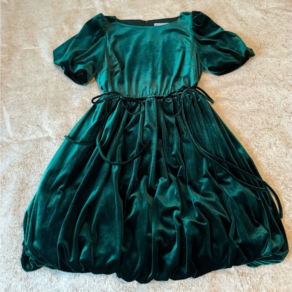 Antonio Melani x Nicola Bathie, Julianna Velvet Emerald Green Dress. Size 10 - Picture 4 of 7